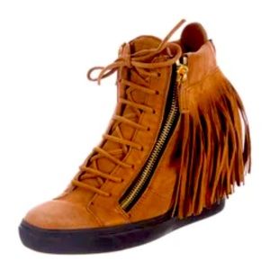 Giuseppe Zanotti Suede Wedge Sneakers Size 10